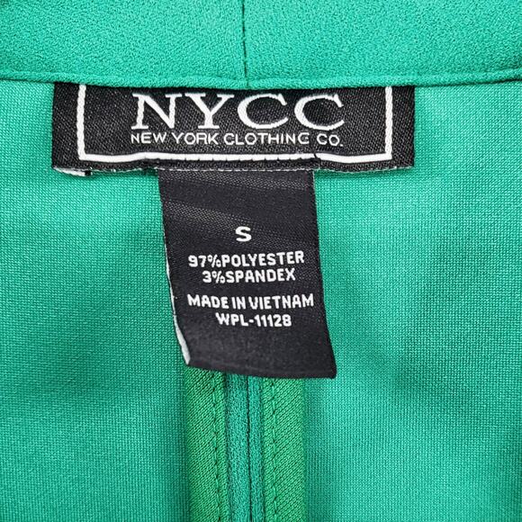 Vintage NYCC Green Open Front Longline Pockets Collared Blazer Jacket Women's S - Picture 4 of 5
